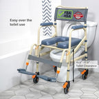 SolutionBased - - Lightweight Aluminum Folding Rolling Shower Chair for Elderly and Disabled - Rolling Commode Shower Wheelchair - Commode - Handicap Shower Chair with Wheels