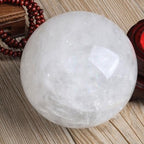 White Calcite Crystal Quartz Ball Natural Healing Gemstone Sphere Ball with Stand for Divination/Chakra Balance/Yoga/Home Office FengShui Decor,2.0in(5cm)
