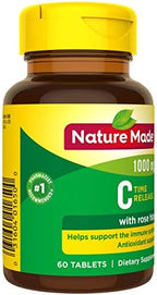Nature Made Vitamin C 1000 mg Time Release Tablets with Rose Hips, 60 Count to Help Support the Immune System