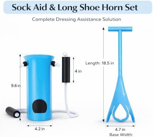 Sock Aid Kit for Seniors – Sock Puller, Leg Lifter Strap & Car Door Handle, Easy On Off Sock Helper, No Bending Dressing Aid for Elderly, Pregnant & Limited Mobility