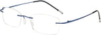 KOOSUFA Frameless Reading Glasses Blue Light Blocking Rimless Readers Lightweight Rectangle Eyeglasses for Men Women