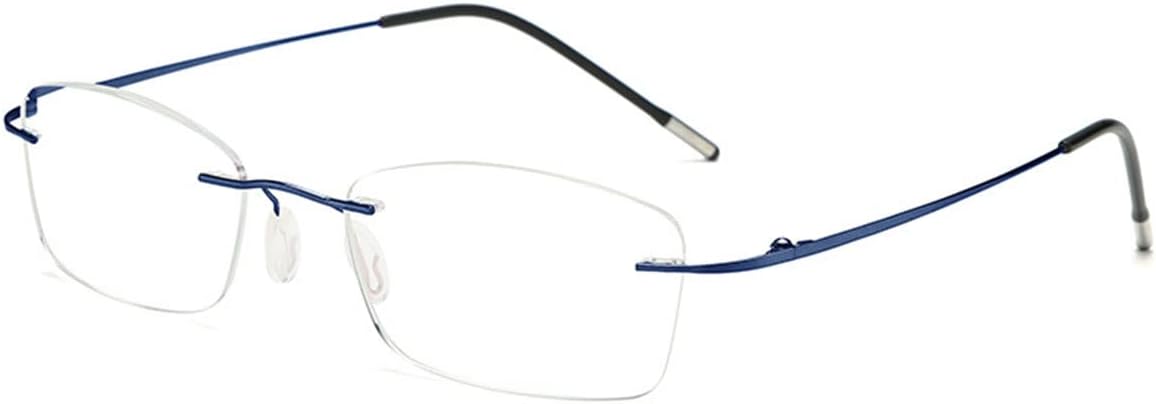 KOOSUFA Frameless Reading Glasses Blue Light Blocking Rimless Readers Lightweight Rectangle Eyeglasses for Men Women