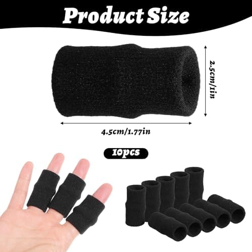 10 PCS Thumb Compression Sleeves, High Elastic Breathable Thumb Brace Support, Finger Sleeves Protectors for Arthritis Pain Relief, Sports Fingers Guards for Basketball Golf (Black)
