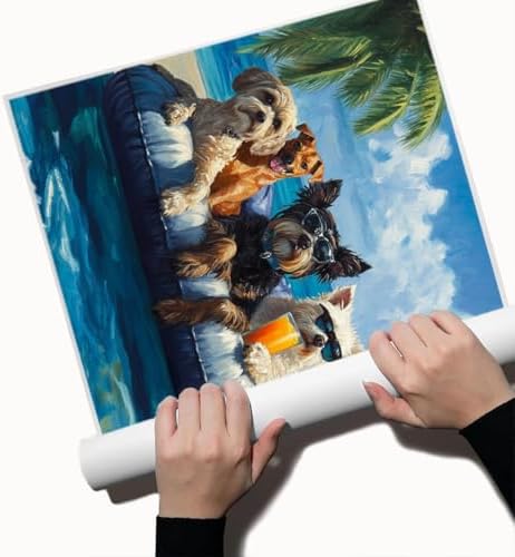 Dogs Pool Party Canvas Funny Summer Beach Art Playful Dog Wall Decor Vibrant Poolside Scene Cute Animal Print Posters for Pet Lovers Lounge Bathroom Kids Room Decor 11x14in Unframed