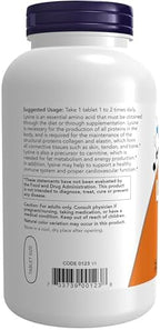 NOW Foods Supplements, L-Lysine (L-Lysine Hydrochloride) 1,000 mg, Double Strength, Amino Acid, 250 Tablets