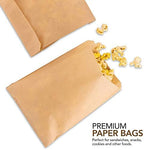 Paper Sandwich Bags Kraft Brown (200 Pack), Commercially Compostable Food Grade Unbleached Kraft Paper for Bakery, Cookies, Treats, Snacks, Sandwiches