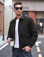 TACVASEN Men's Bomber Jacket Thick Quilted Jackets Zip Up Water Repellent Windproof Winter Warm Coat with 6 Pockets