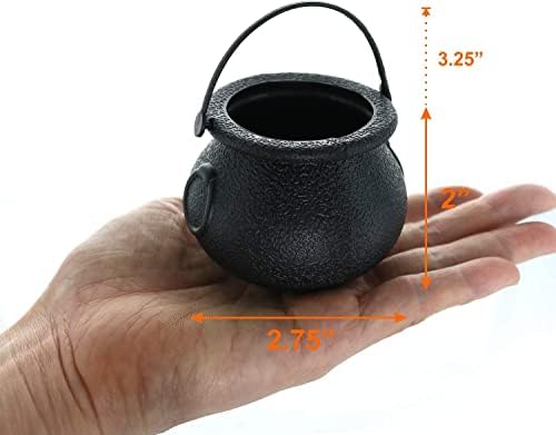 GiftExpress 24-Pack Mini Cauldron Candy Kettles, Novelty Treat Holders for St Patrick’s Day Pot of Gold and Halloween, Black Party Favor Containers