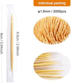 BLUE TOP 2000PCS 2.5 Inch Bamboo Individually Cello Wrapped Round Toothpicks,Appetizer Picks, Sturdy Food Pick, for Appetizers Cocktails Fruit Olive picks