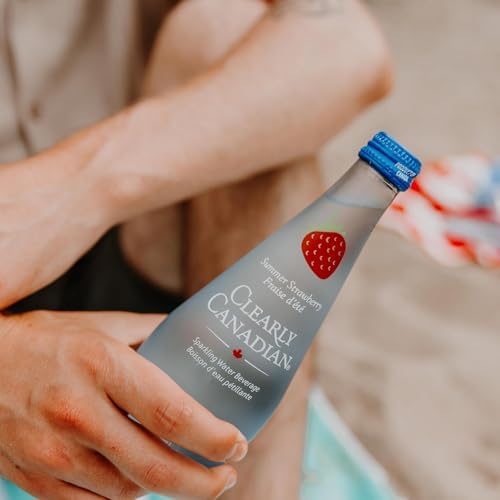 Clearly Canadian Sparkling Flavored Water, 11 oz Glass Bottles – Variety of Refreshing Flavors, Premium Carbonated Beverage, Available in 12-Pack and 24-Pack Options (12 Pack, Strawberry)