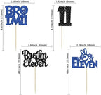 Ephlyn 24Pcs Bro I'm 11 Cupcake Toppers Glitter Boy 11th Birthday Cupcake Pick Decorations for Cheers to Eleven Years Old Big Brother 11th Birthday Party Supplies