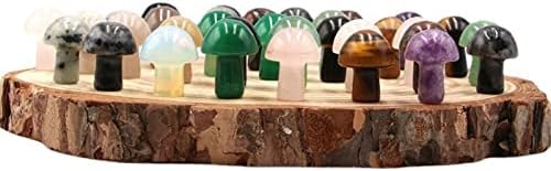 15PCS Rose Quartz Natural Stones Mushroom Sculpture Decor Crystal for Home Crafts Flower Pot Gemstone Mini Mushroom Hand Making Yard Decoration