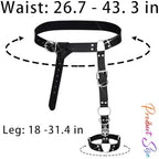 BODIY Women Punk Leather Waist and Leg Belt - Gothic Thigh Rave Accessory in Black