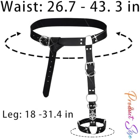 BODIY Women Punk Leather Waist and Leg Belt - Gothic Thigh Rave Accessory in Black