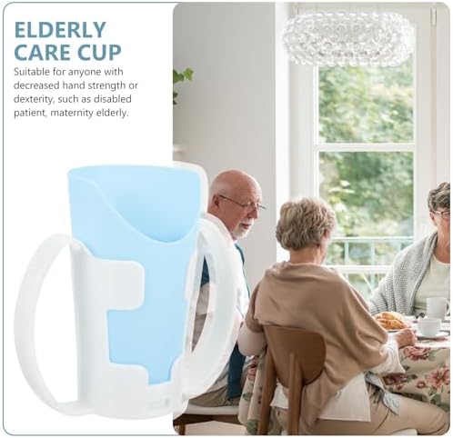 Choking-proof Elderly Water Cup with Blue Base, Unbreakable Liquid Feeding Cup for Disabled Patients and Bedridden Care, Spill-resistant Drinking Aid for Seniors and Maternity Use