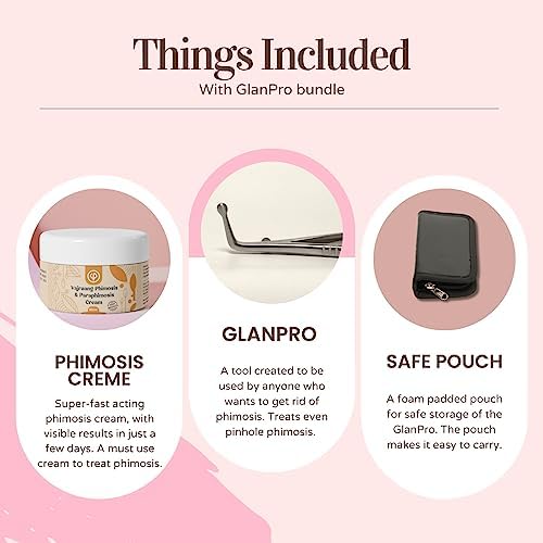 GlanPro - Stretching Tool for Phimosis | Ergonomic & Safe to use | with Phimosis Cream and Safe Pouch and Stopper | Works on pinhole Phimosis to Type 1