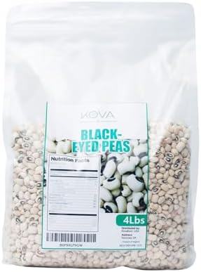 Kovafood Large Black Eye Peas Beans, Organic, Non-GMO, Import. 4lbs