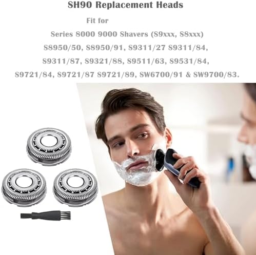 SH90/72 Replacement Head Compatible with Norelco Shavers Series 9000, SH90 Replacement Blade Part Compatible with Philips Series 9000 Shaver S9721/84, S9311/27, S9721/89, S9311/84, S8950/50