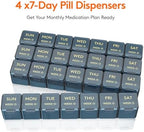 Lifewit Monthly Pill Organizer, 28 Day Pill Box, 4 Weeks One Month Vitamin Cases, Large Compartments Medicine Organizer for Fish Oils, Supplements, 28 Grids, Blue
