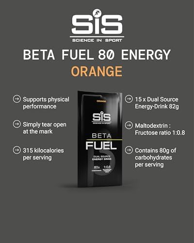 Science in Sport BETA Fuel 80 - High-Carb Energy Drink - Optimal 1:0.8 Maltodextrin to Fructose Ratio - 80g Carbohydrate Drink Mix - Sports Nutrition - Orange Flavor - 15 Count