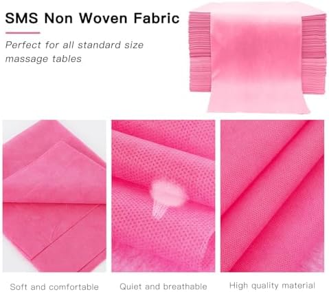100PCS Disposable Massage Table Sheets, Pink Spa Bed Covers for Esthetician, Spa, Waxing, Lash, Tattoo, Salon Table, 31.5" X 71"