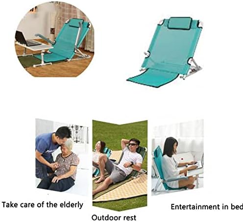 Beach Chair Reading Bed Rest Pillows,Adjustable Bed Backrest,Lifting Bed Backrest Portable Folding Adjustable Sit-Up Back Rest,Neck Lumbar Back Support with Head Pillow,Lake Blue