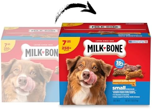 Milk-Bone Peanut Butter Flavor Naturally & Artificially Flavored Dog Biscuits - Crunchy Dog Treats - 7 Pounds (Packaging Design May Vary)