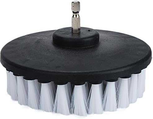 5 Piece 4 inch Drill Brush Soft Bristle White Quick Change Shaft Soft Bristle Power Scrubber Brush Set for Cleaning Car, Boat, Seat, Carpet, Upholstery and Shower Door