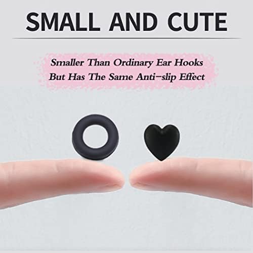 15 Pairs Silicone Eyeglasses Retainer, Eyewear Ear Grip Ear Hooks Anti-Slip Holder Eyeglasses Stoppers Temple Tips For Eyeglasses, Sunglasses, Reading Glasses (Black LOVE)