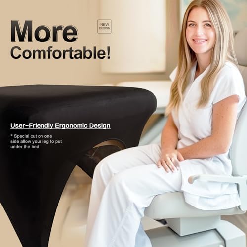 Spa Bed Cover Professional Lash Bed Cover Stretchy Massage Table Cover Beauty Bed Protective Topper, Excellent for Lash Extension, Spa, Massage, Beauty Salon, Wax, Tattoo Bed and Table (Black)