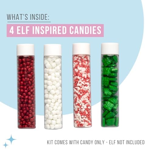 Sweets Indeed Holiday Elf Candy Topper 4-Pack – Marshmellows, Crumblefetti Candy Toppings for Ice Cream, Cupcakes, Hot Cocoa & Cookies | Fun Holiday Elf Treat for Christmas Baking, Gifts & Stocking Stuffers