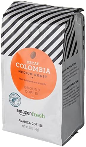 Amazon Fresh Decaf Colombia Ground Coffee, Medium Roast, 12 Ounce (Pack of 3)
