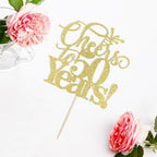 Gold Glitter Cheers to 50 years Cake topper, Happy 50th Birthday Cake Decorations,Perfect for 50 Years Cake Decorating,Wedding/Anniversary Party Decorating supplies