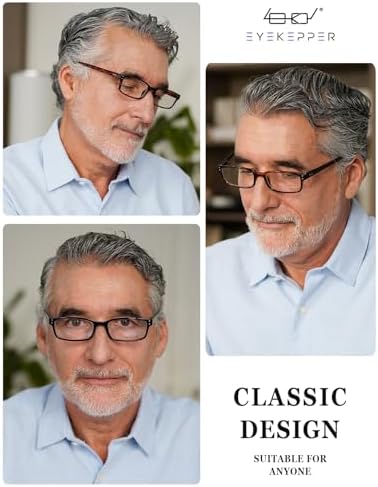 Eyekepper Readers 5-Pack Classical Rectangular Spring-Hinges Reading Glasses Include 2pcs Computer Glasses +0.5