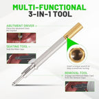 LEAPTREND Implant Tooth Locator Core Tool, Universal Dental Instrument (Golden) with Gloves, 3 Tools in 1 for Overdenture Retention Male Caps Removal and Insertion
