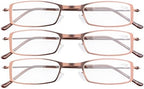 Eyekepper 3-Pack Stainless Steel Frame Half-eye Style Reading Glasses Readers Brown +2.75