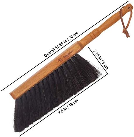 REDECKER Horsehair Fiber Hand Brush and Dust Pan Set - Wooden Broom and Dustpan Set for Home - Outdoor Dust Pan and Brush - Oiled Beechwood Handles - Large Capacity Stainless Steel Dust Pan