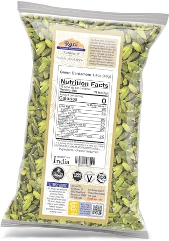Rani Green Cardamom Pods Spice (Hari Elachi) 1.4oz (40g) ~ All Natural | Vegan | Gluten Friendly | NON-GMO | Kosher | Product of India