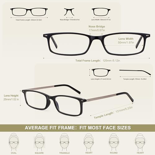 EYEGUARD Thin Lightweight Blue Light Reading Glasses with Portable Case Slim Mini Pocket Compact Small Readers for Women Men