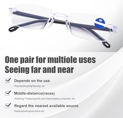 braxan 2 Pcs Intelligent Anti Blue Light Presbyopia Glasses Anti-Blue Smart Reading Auto Clear Focus for Men Women for Reading, Computer Or TV
