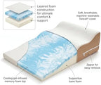 Avana Contoured Bed Wedge Memory Foam Support Pillow with Cooling Tencel Cover for Side Sleepers