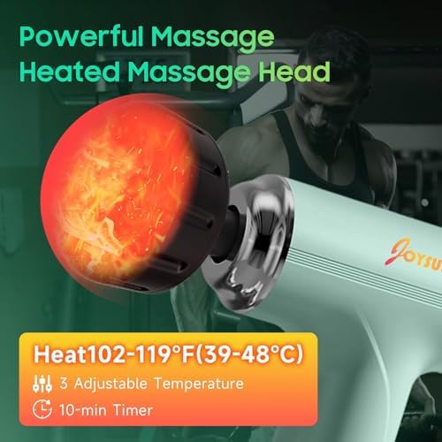 Massage Gun with Heat – Amazing Power! Deep Tissue Percussion Massager, Handheld Mini Muscle Gun, 5 Massage Heads, Quiet & Portable