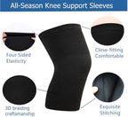 2 Pack Knee Brace, Sport Knee Pad, Knee Support Compression Sleeve, Running Knee Protector for Knee Pain Knee Band Men Women Stabilizer Wraps (Black, Large)