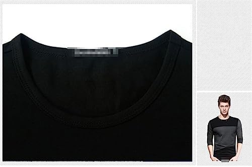 Men Long Sleeve Casual Slim Basic T-Shirts Cotton Panelled O-Neck Bottoming Pullover Tops
