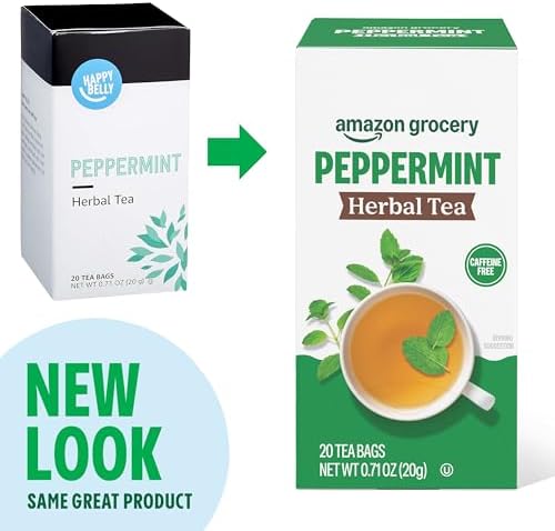 Amazon Grocery, Peppermint Herbal Tea Bags, 20 Ct