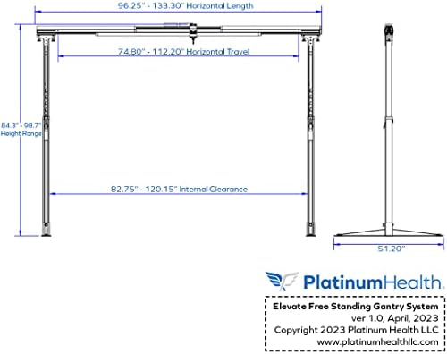 Platinum Health Elevate 440 Professional Overhead Patient Lift System. Hospital-Graded Ceiling Lift with Freestanding Gantry. Outperforms Obsolete - Style Sling Lifters. Easy Tool-Less Setup.