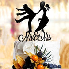 12Pcs Mr and Mrs Cake Topper Mr & Mrs Wedding Cake Toppers Bride and Groom Black Acrylic Wedding Cake Decorations Cake Decor for Engagement Anniversary Cake Decoration Party Supplies