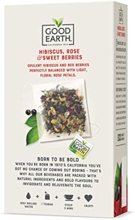 Good Earth Sensorial Blend Flavored Herbal Tea Hibiscus, Rose and Sweet Berries, No Artificial Color, No Preservatives, 15 Bag (Pack of 5)
