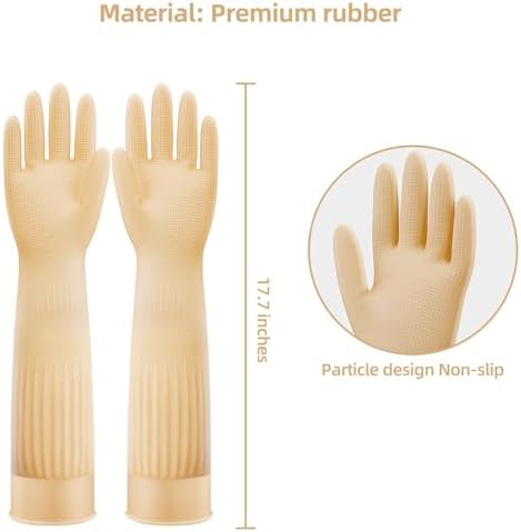 Coson home Long Rubber Dishwashing Cleaning Gloves, Elbow Length for Dishes Household Kitchenware Washing 17.8 Inches