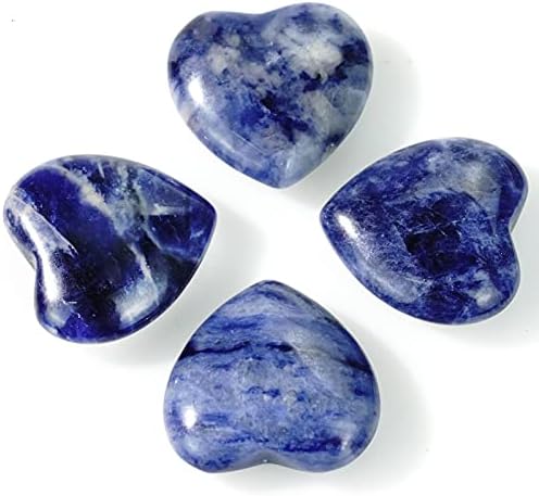 Marrywindix 15 Packs 0.8 Inch Healing Crystal Natural Sodalite Heart Love Carved Palm Worry Stone Chakra Reiki Balancing